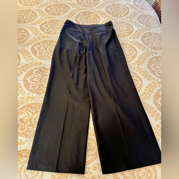 MINT COND ZARA WIDE LEG PLEATED BLACK TROUSERS SIZE LARGE WITH ADJUSTABLE WAIST - Picture 7 of 9